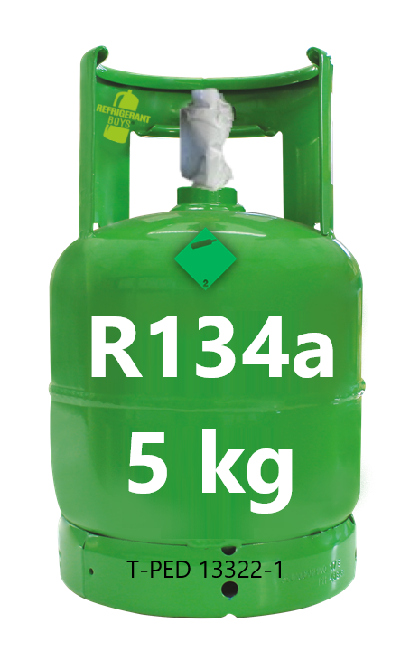 Bouteille avec vanne de gaz R134a de 5 kg 1/4 SAE - Refrigerant Boys