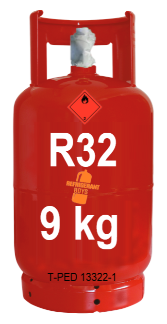 Bombona de gas R32 con 9 kg (Válvula W21,7×1/14″) - Refrigerant Boys